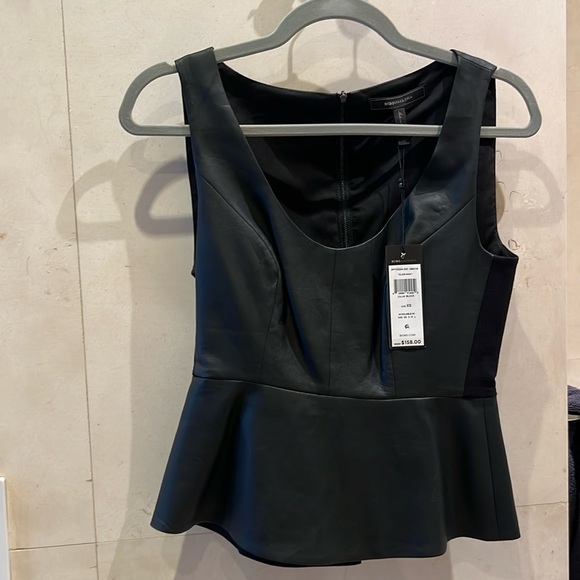BCBG leather peplum top NWT - Picture 1 of 3
